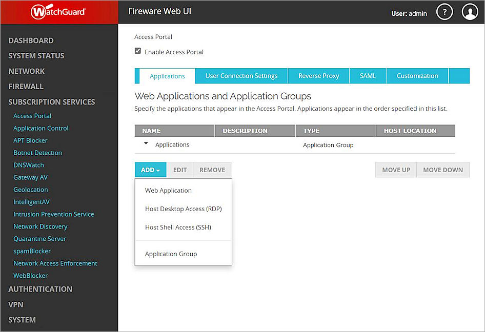 Screenshot of configure the Access Portal, picture1